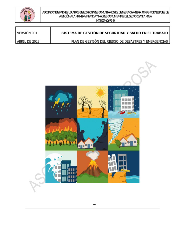 Pplan de Gestion Del Riesgo de Desastres | PDF | Riesgo | Emergencia