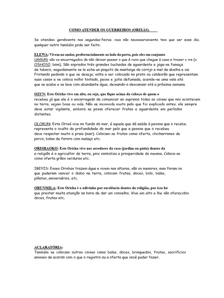 Como Atender Os Orixás - Cópia | PDF