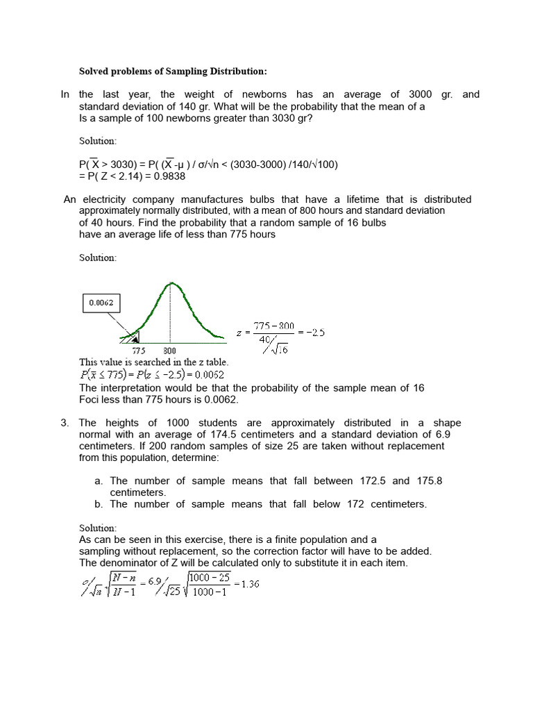 Sampling Distribution Probability Problems | PDF | Weighted Arithmetic ...