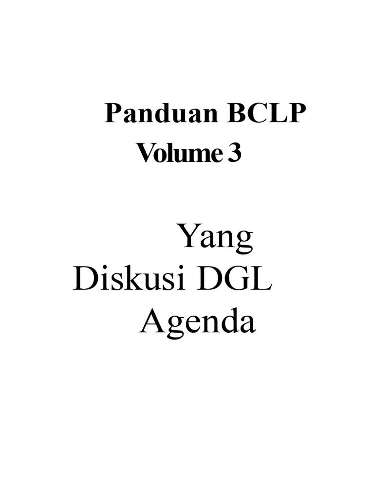 BCLP Jilid 3 - Agenda Diskusi DGL | PDF