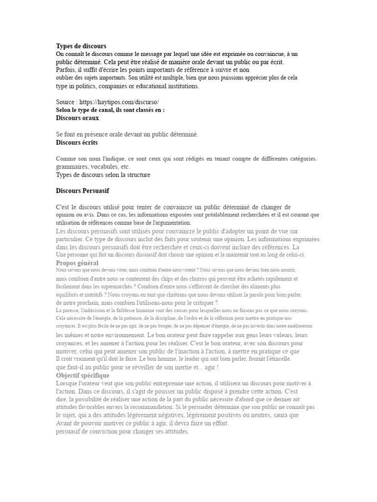 Types de discours : Guide complet | PDF | Verbe