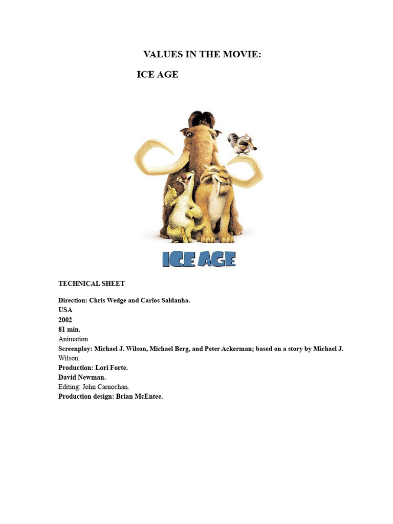 Ice Age: Values of Friendship and Sacrifice | PDF