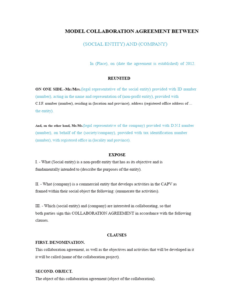 Model Collaboration Agreement Template | PDF | Information Privacy ...