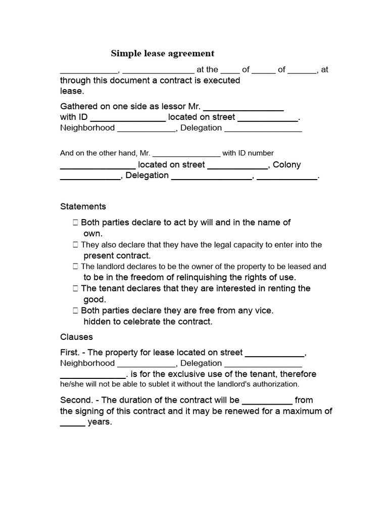 Simple Lease Agreement Template | PDF