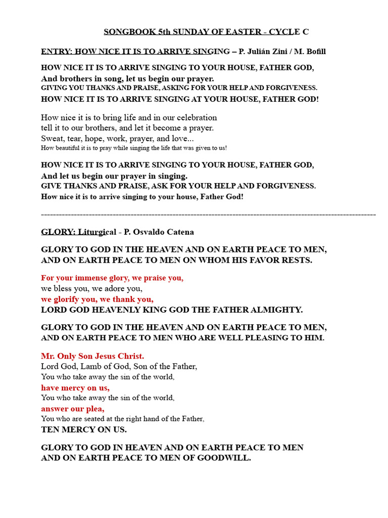 Fifth Sunday of Easter - Cycle C | PDF | Glory (Religion) | God In ...