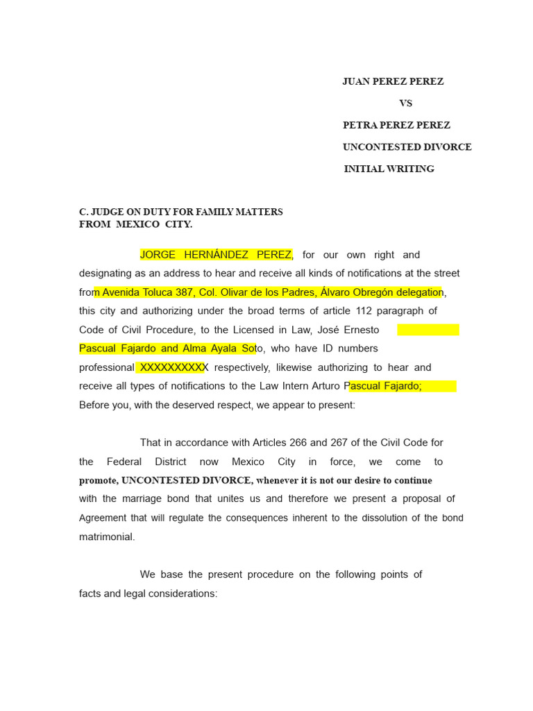 Uncontested Divorce Agreement Template | PDF | Divorce | Marriage