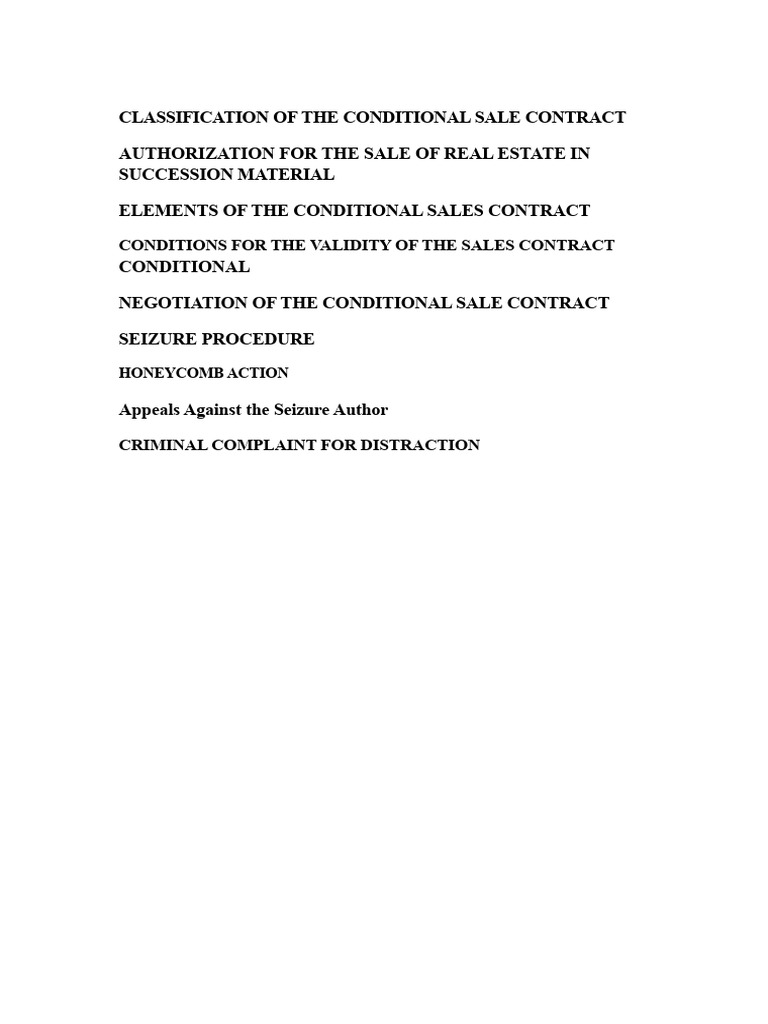 Classification of the Conditional Sales Contract | PDF