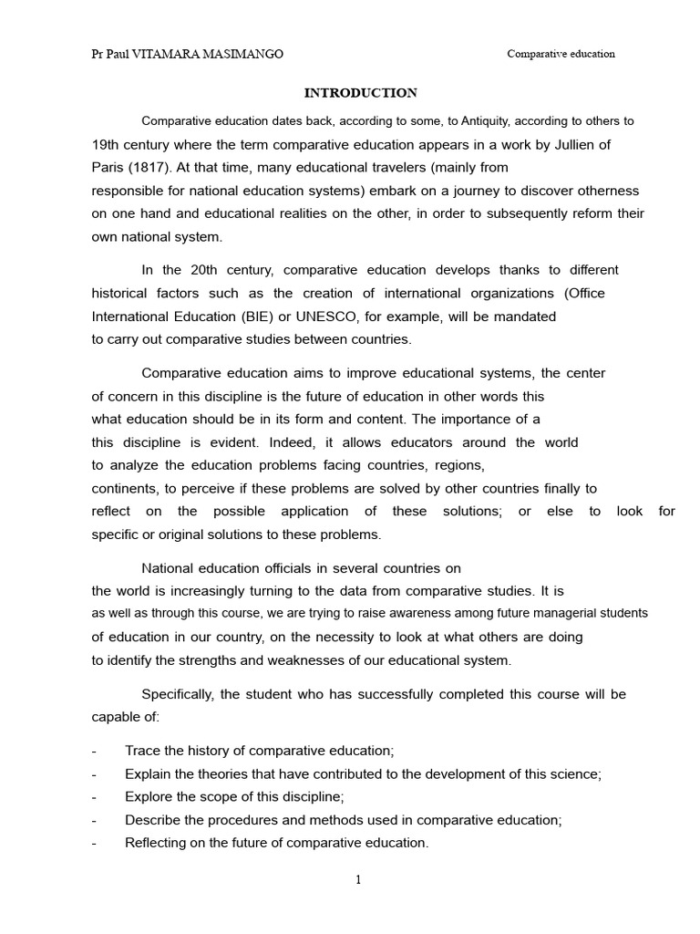 History and Importance of Comparative Education | PDF | Methodology ...