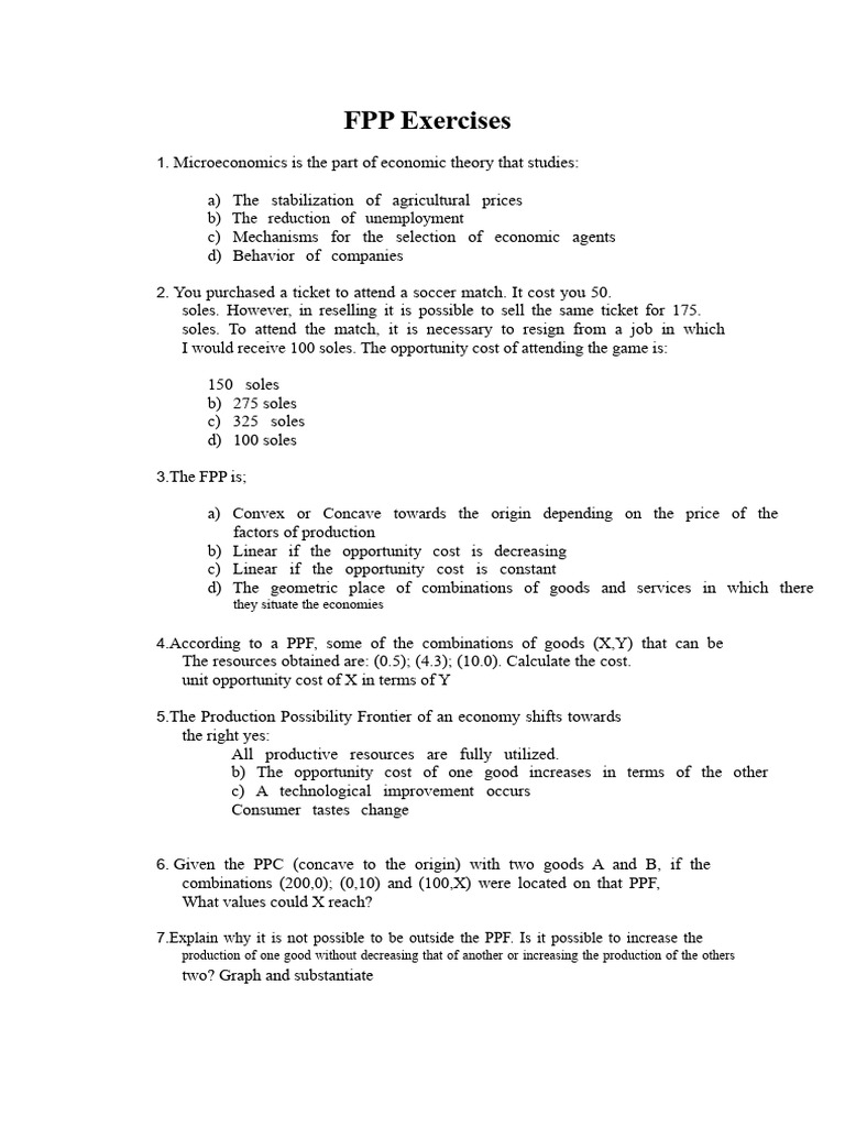 Microeconomics and PPF Exercises | PDF | Business Economics ...