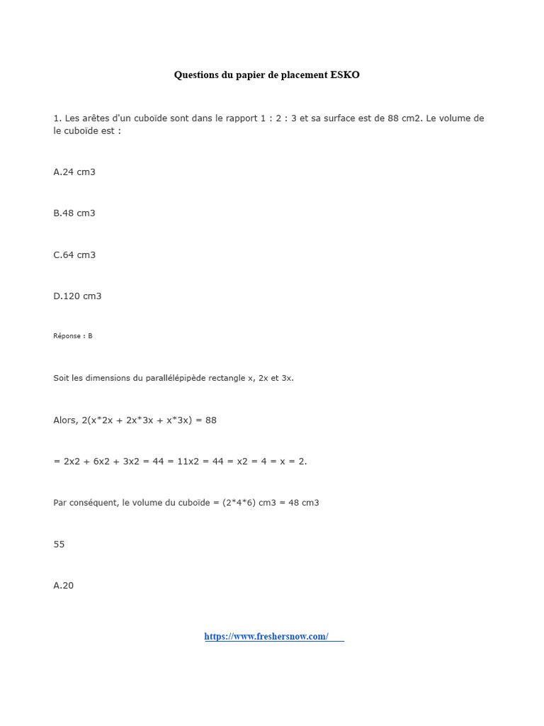 Questions de logique et mathématiques ESKO | PDF | Arithmétique ...