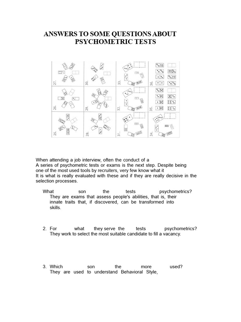 Answers To Some Questions About Psychometric Tests | PDF ...