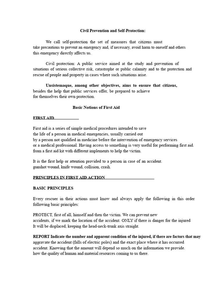 Civil Protection and First Aid Essentials | PDF | Fires | First Aid