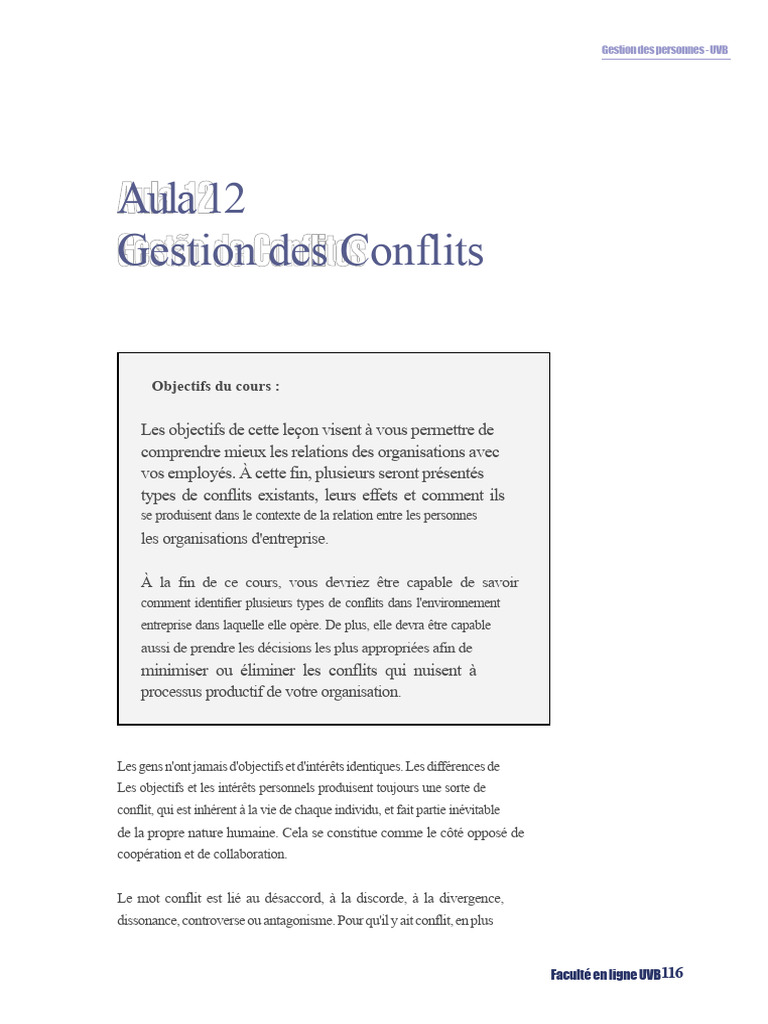 Gestion des conflits en entreprise | PDF | Résolution de conflit ...