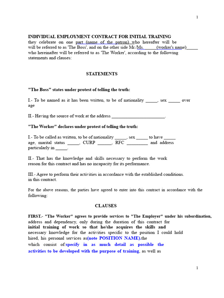 Contract For Initial Training | PDF | Employment | Labour Law