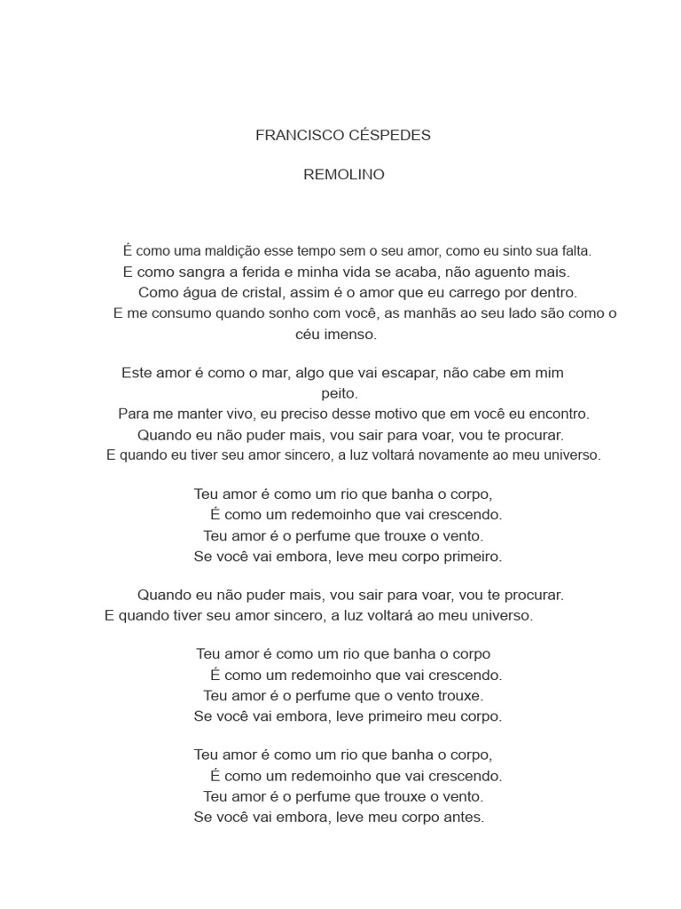 Poema sobre amor e saudade | PDF