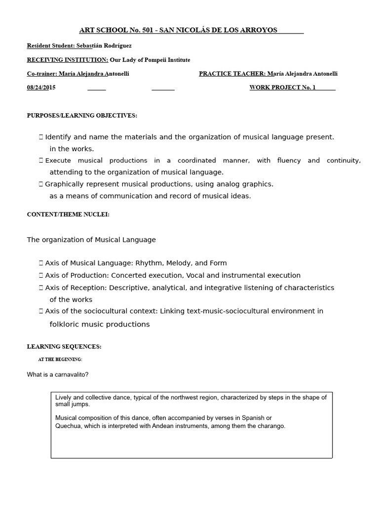 Musical Language in Carnavalito Dance | PDF | Songs | Performing Arts