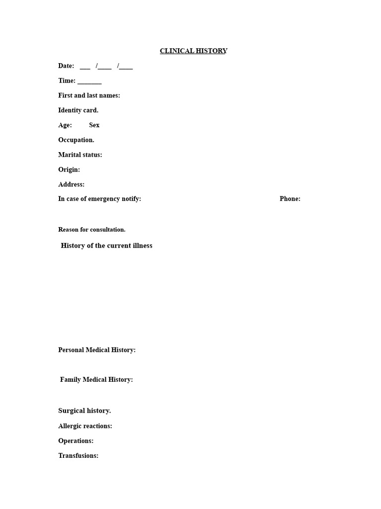 Surgical Clinical History | PDF