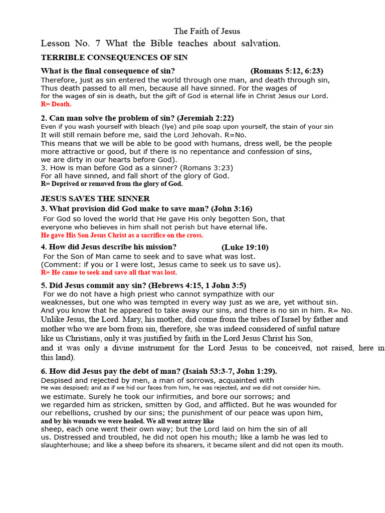 Lesson 7. The Plan of Salvation | PDF | Salvation | Jesus