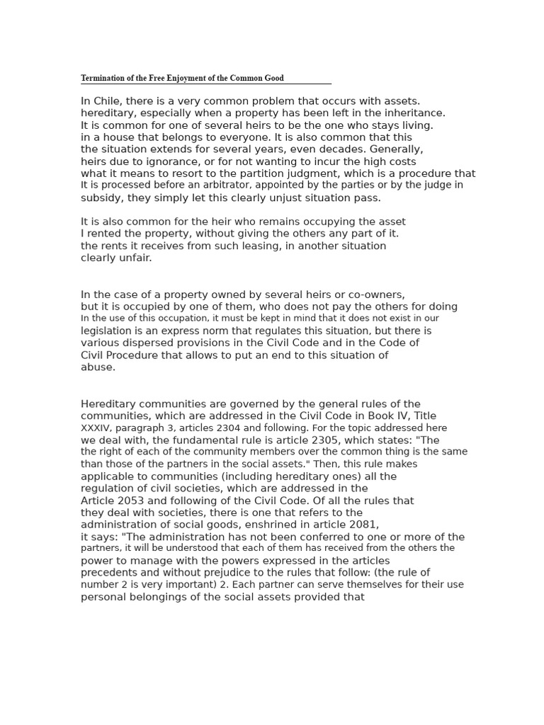 Cessation of Free Enjoyment of The Common Thing | PDF | Inheritance ...