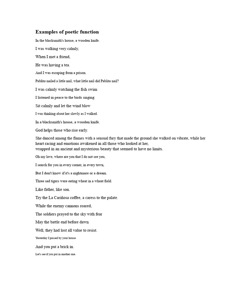 Examples of Poetic Function | PDF