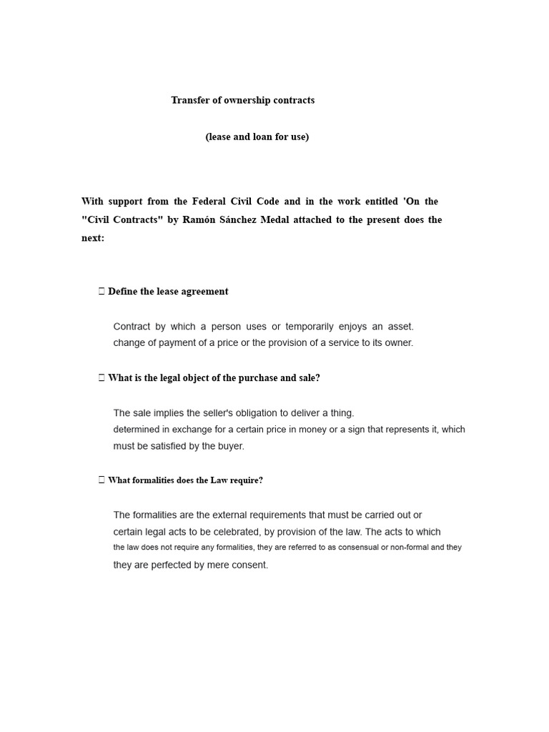 Ownership Transfer Contracts Explained | PDF | Lease | Leasehold Estate