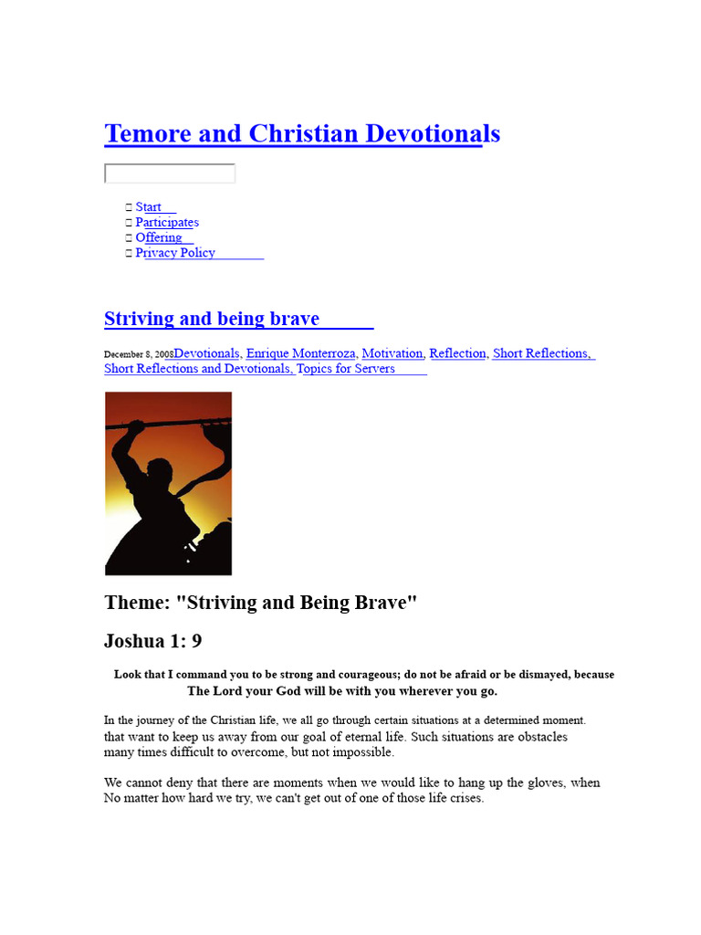 Christian Courage and Strength Devotional | PDF | Religious Belief And ...