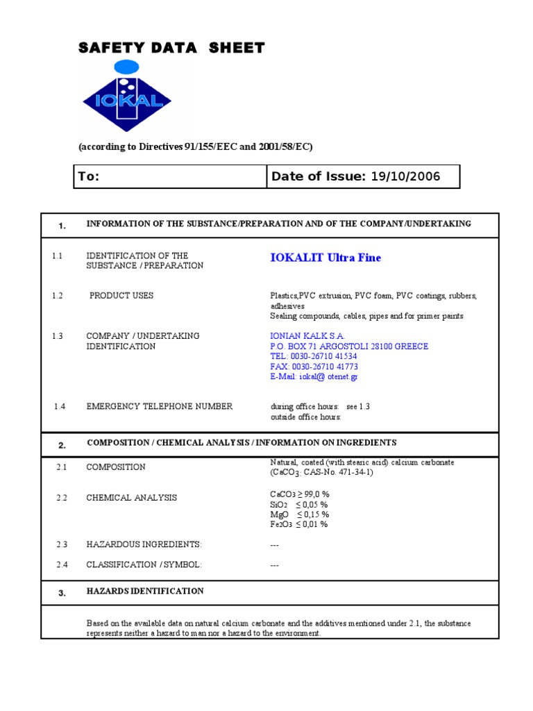 IOKALΙΤ ULTRA FINE MSDS Magnesium Explosive Material