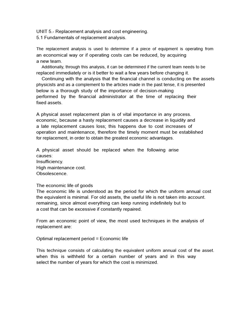 UNIT 5. - Replacement Analysis and Cost Engineering. | PDF | Taxes ...