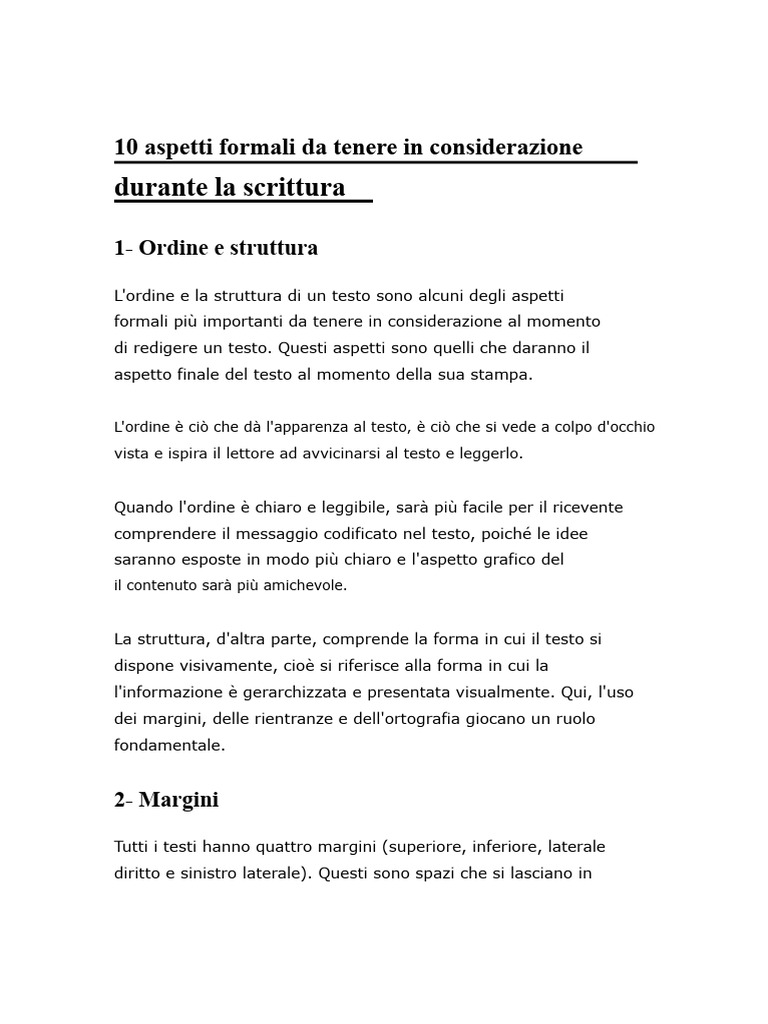 Aspetti Formali Da Tenere in Considerazione Durante La Scrittura | PDF