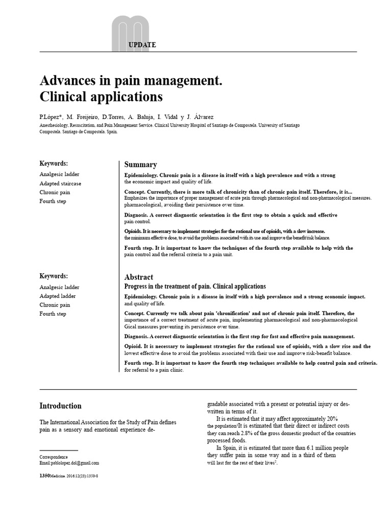 Advances in Chronic Pain Management | PDF | Analgesic | Pain