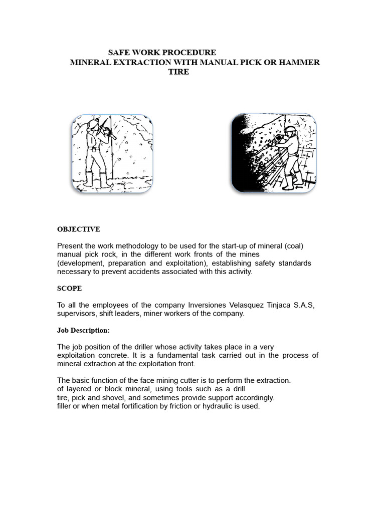 Safe Manual Mineral Extraction Procedures | PDF | Risk | Mining