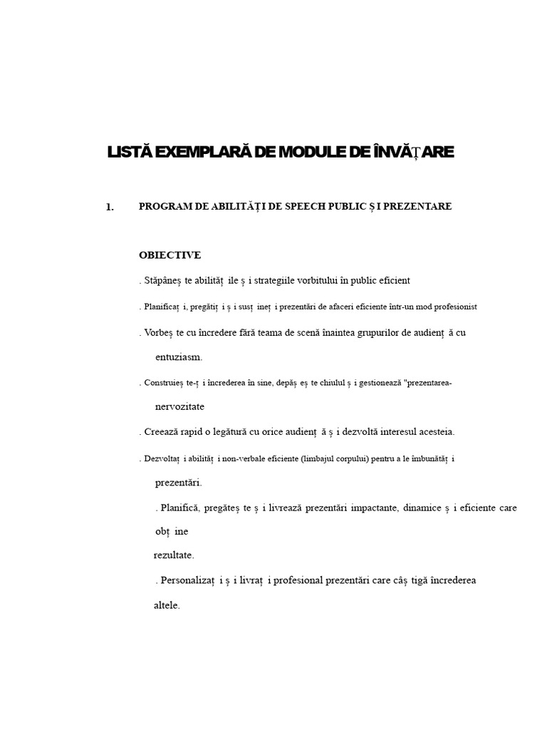 Liste de Exemple Ale Modulului de Formare | PDF