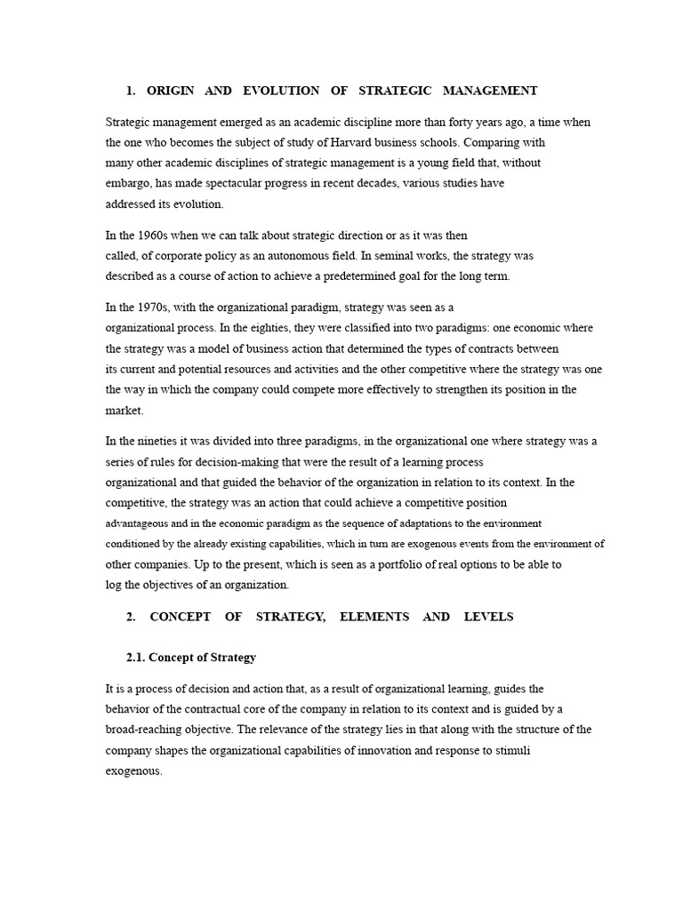 Evolution of Strategic Management Concepts | PDF | Strategic Management ...