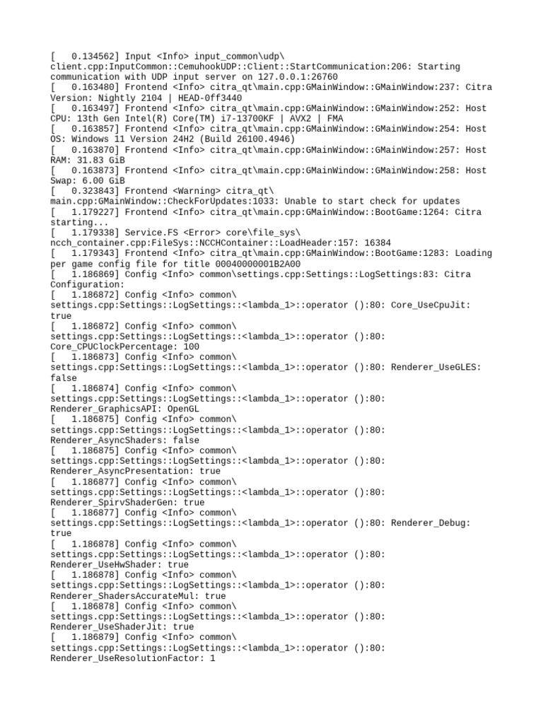 Citra Emulator Configuration Log | PDF | Shader | Computing