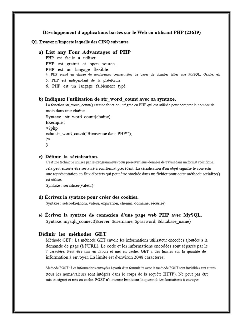 Avantages et Syntaxe de PHP Web Apps | PDF | PHP | MySQL