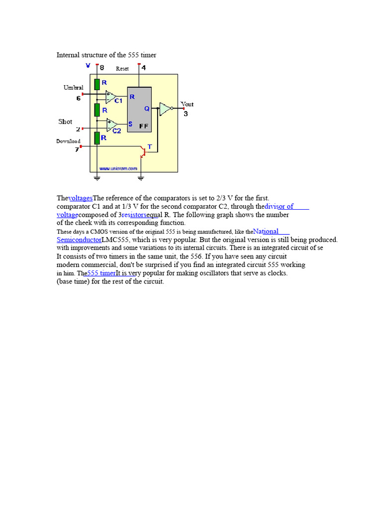 555 Timer Internal Circuit Overview | PDF | Electronics | Electricity