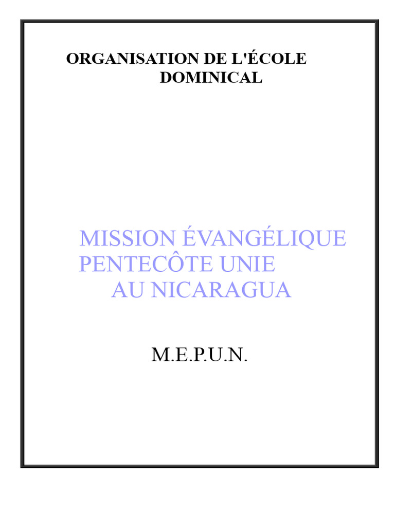 Organisation de l'École du Dimanche | PDF | Église chrétienne ...