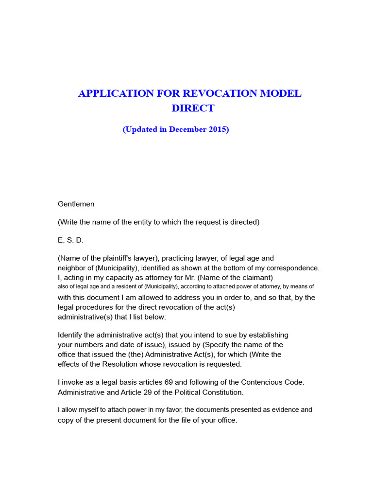 Direct Revocation Minute | PDF