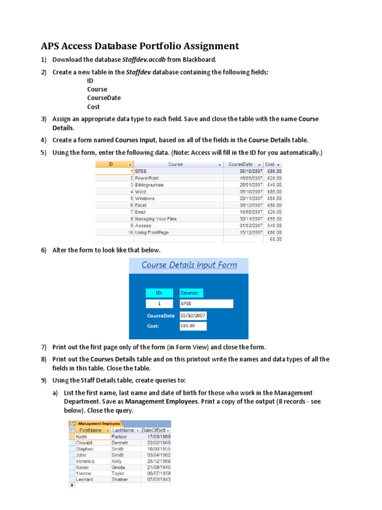 APS Access Database Assignment Guide | PDF