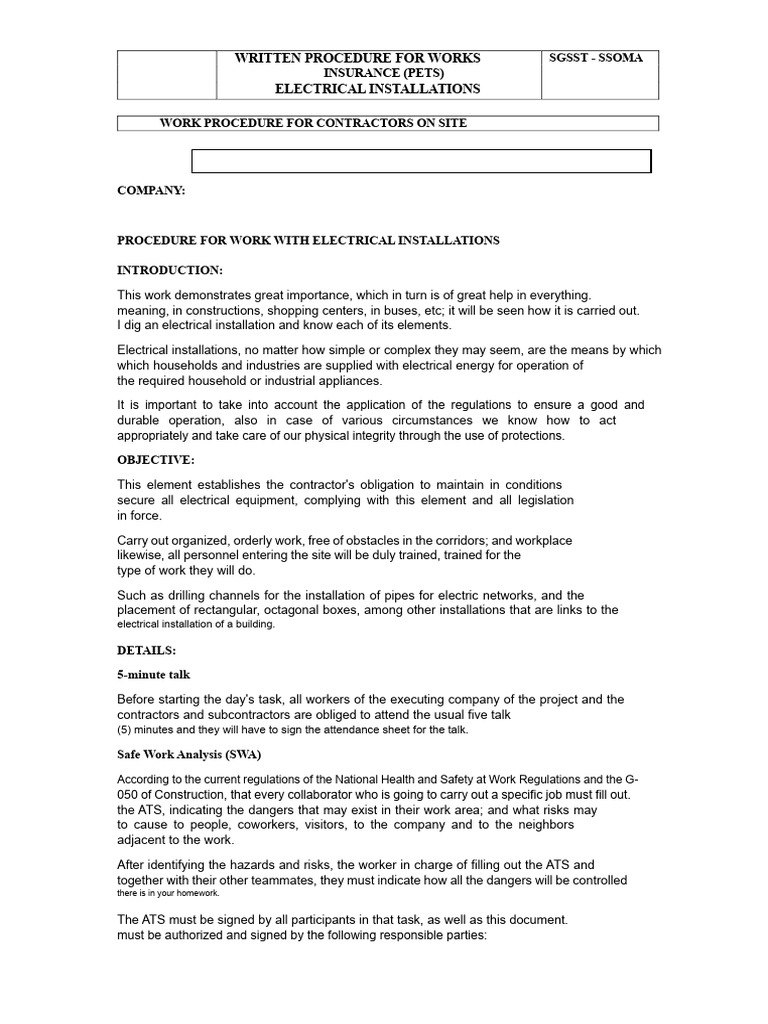 Electrical Installation Safety Procedures | PDF | High Voltage | Voltage