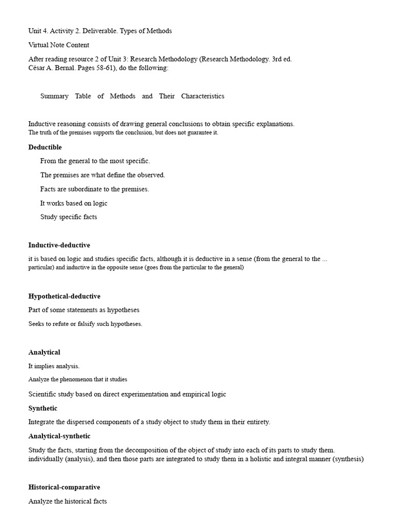 Research Methodology: Methods Overview | PDF | Methodology | Inductive ...