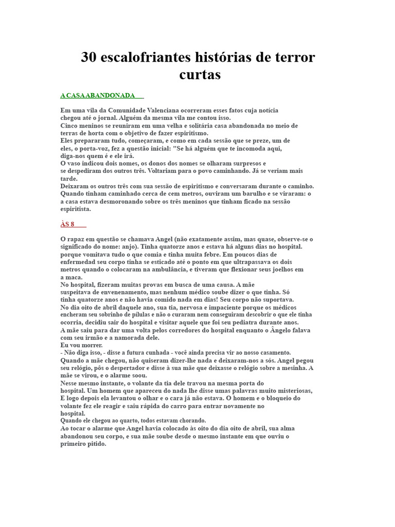 Histórias de Terror em 15 Linhas | PDF | Cães | Tempo