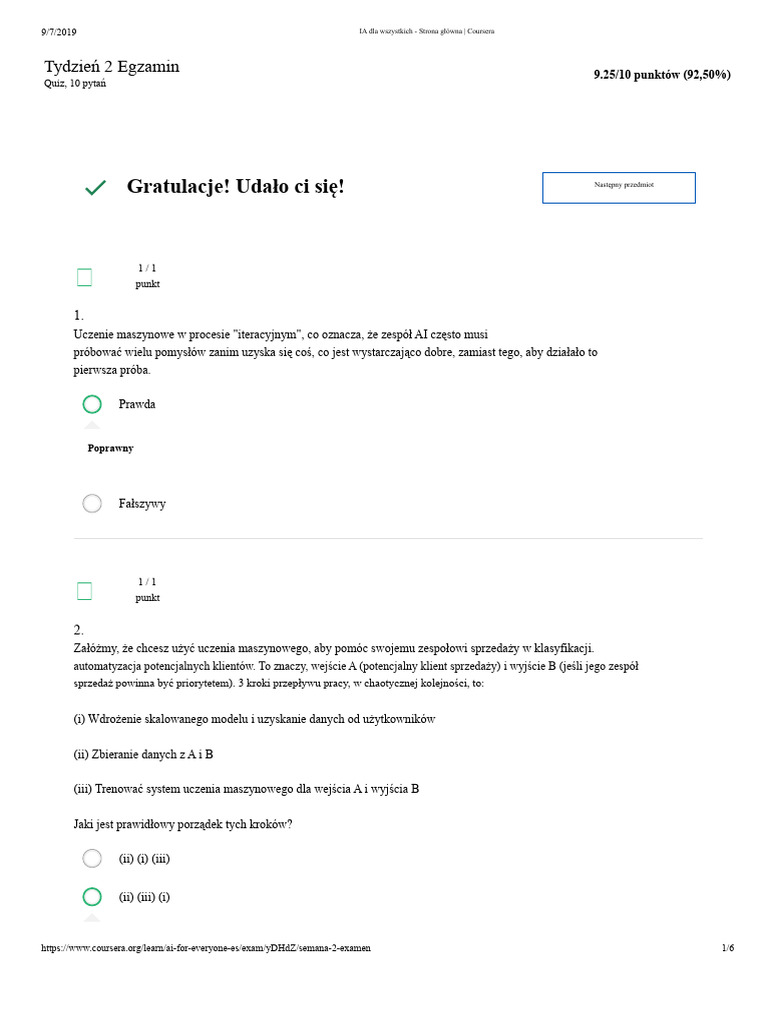 IA Dla Wszystkich - Strona Główna - Coursera | PDF