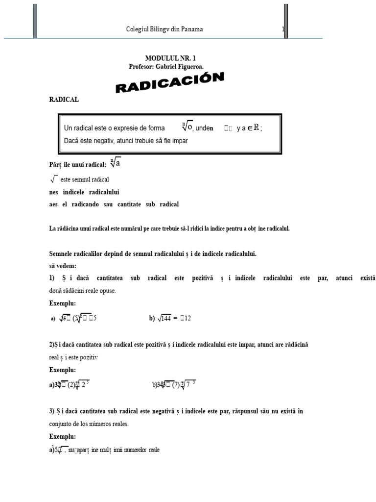 Modulul 1 Radicare | PDF