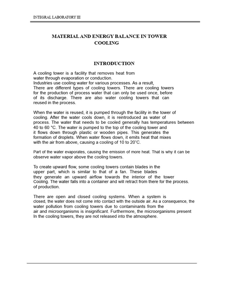 Cooling Tower Energy Balance Guide | PDF | Water | Evaporation