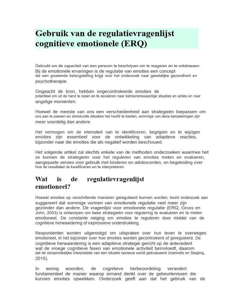 Tests Voor Emotionele Regulatie | PDF