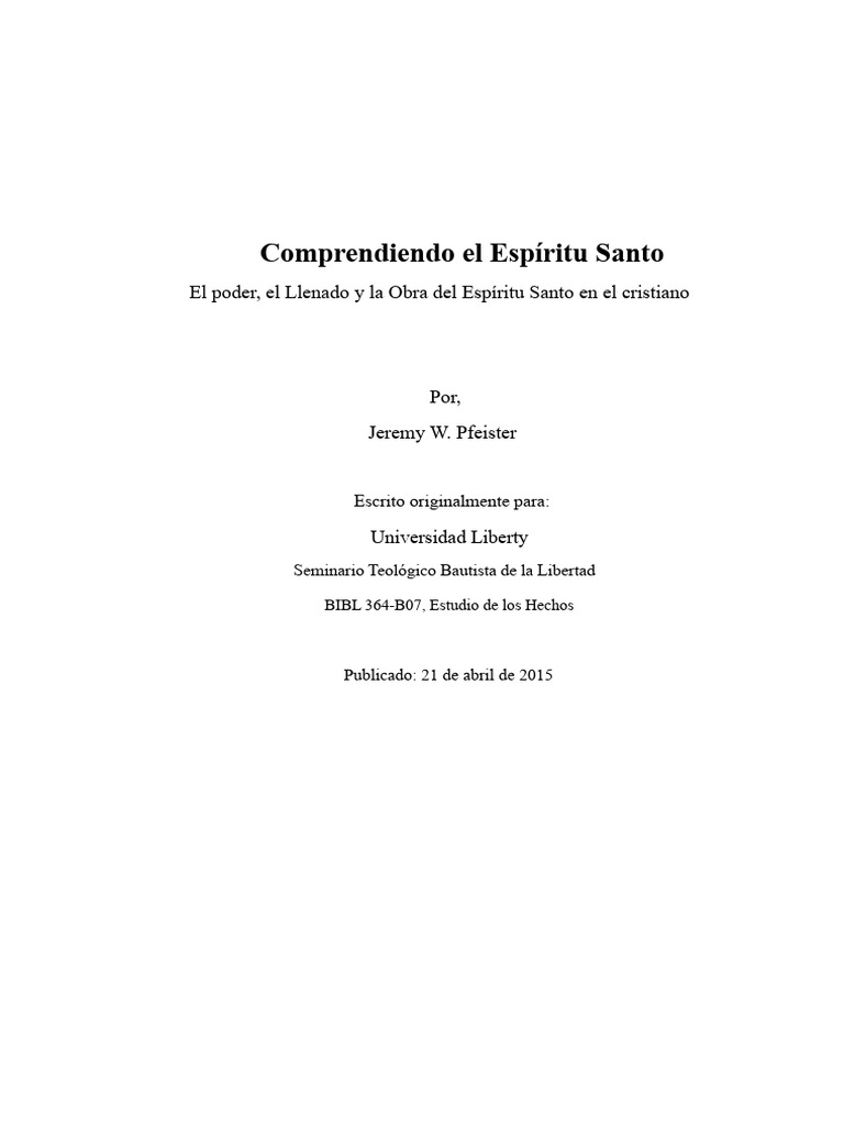 El Poder y Obra del Espíritu Santo | PDF | espíritu Santo | Jesús