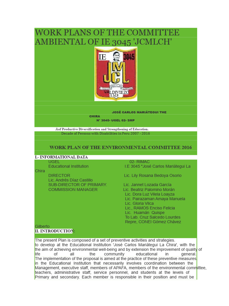 Environmental Committee Work Plan 2016 | PDF | Recycling | Waste