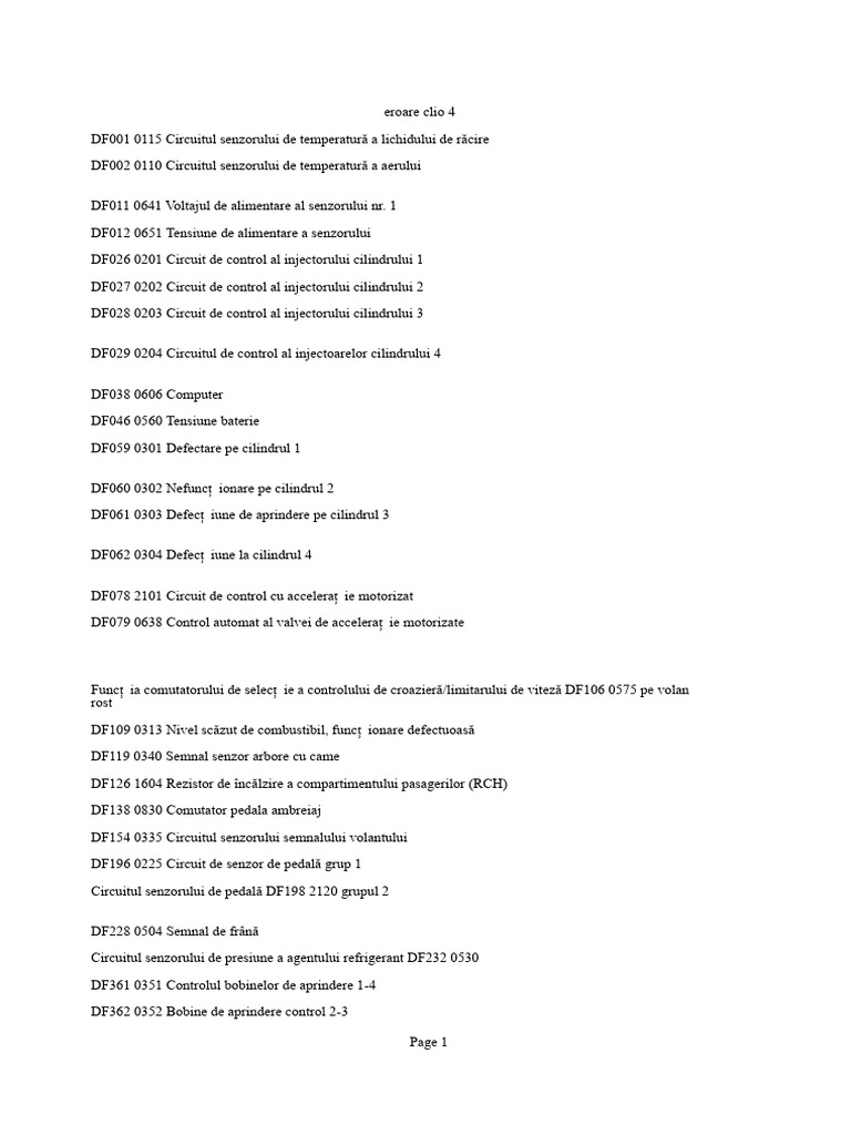 Coduri DF La P0 | PDF