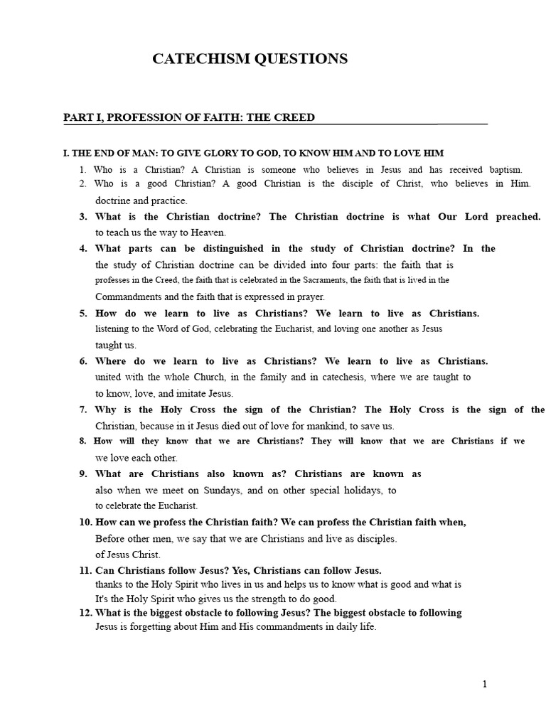 Christian Catechism Q&A Guide | PDF | Eucharist | Catholic Church